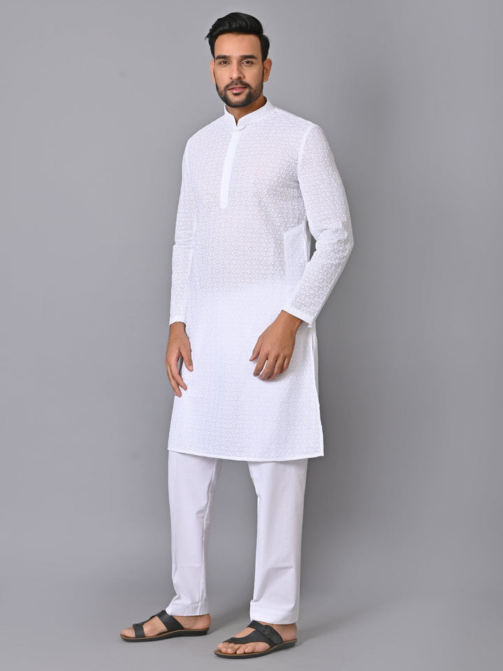 Chikan White Kurta Set