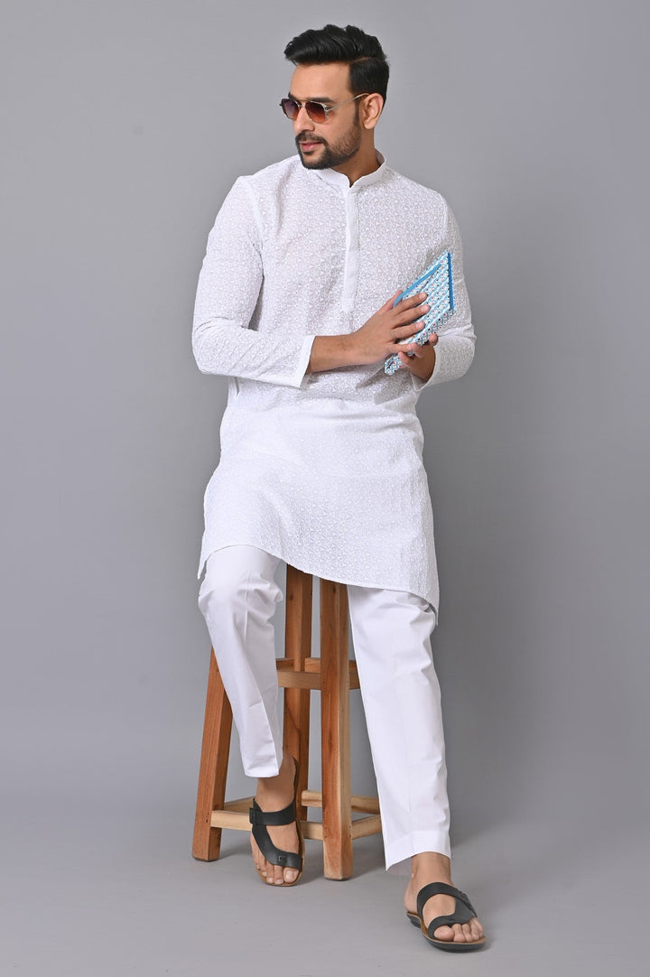 Chikan White Kurta Set