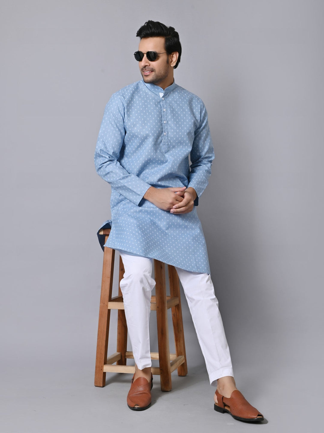 Ethnic Motifs Blue Kurta Set