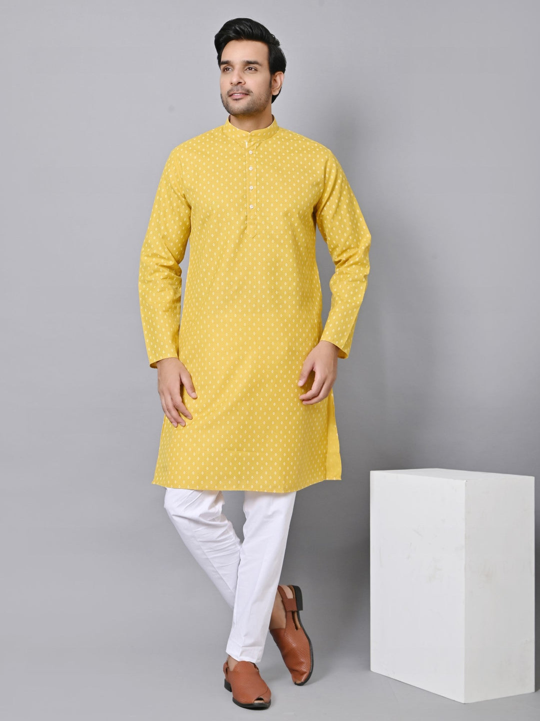 Ethnic Motifs Mustard Kurta Set