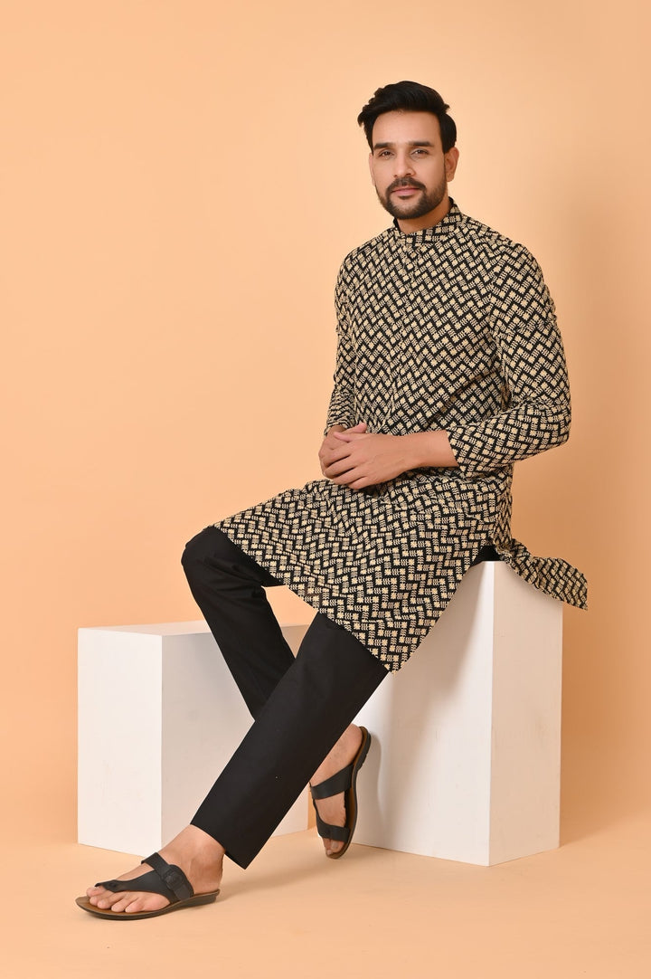 Chikan Black Kurta Set