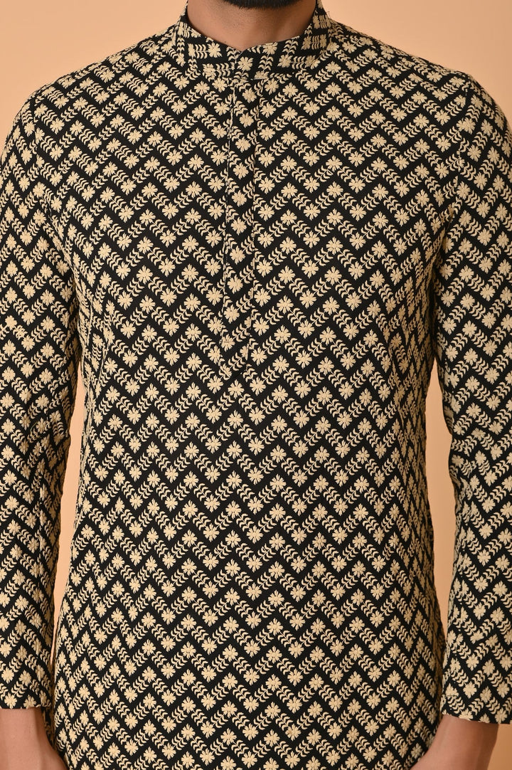 Chikan Black Kurta Set