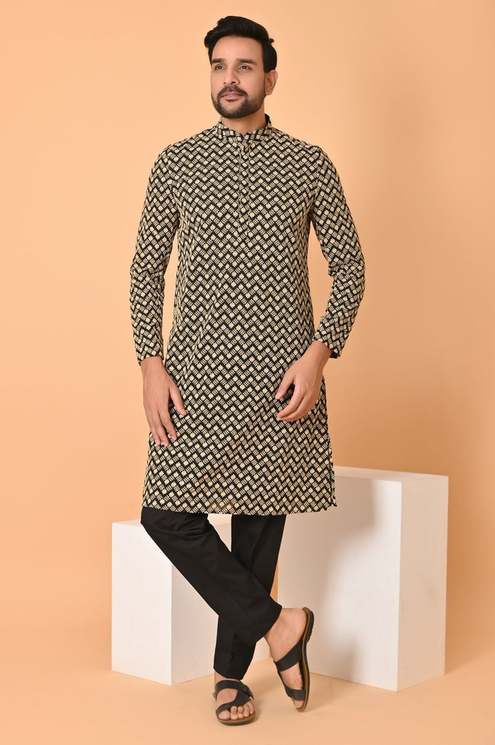 Chikan Black Kurta Set