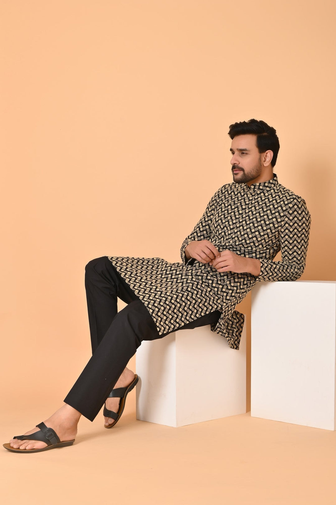 Chikan Black Kurta Set