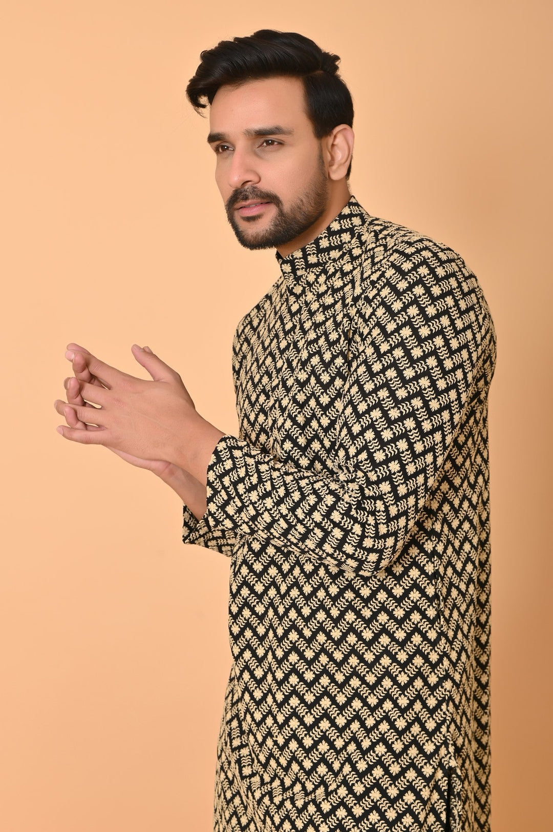 Chikan Black Kurta Set