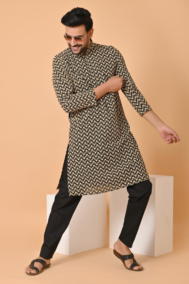 Chikan Black Kurta Set