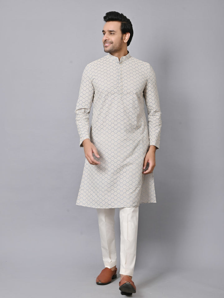 Chikan Grey Kurta Set