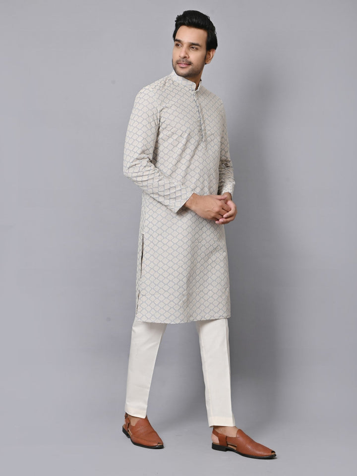 Chikan Grey Kurta Set