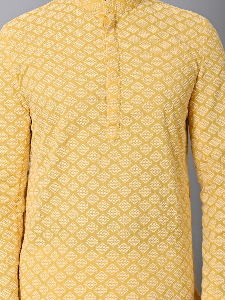 Chikan Mustard Kurta Set