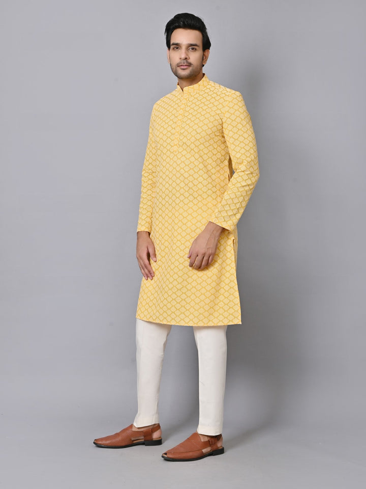 Chikan Mustard Kurta Set