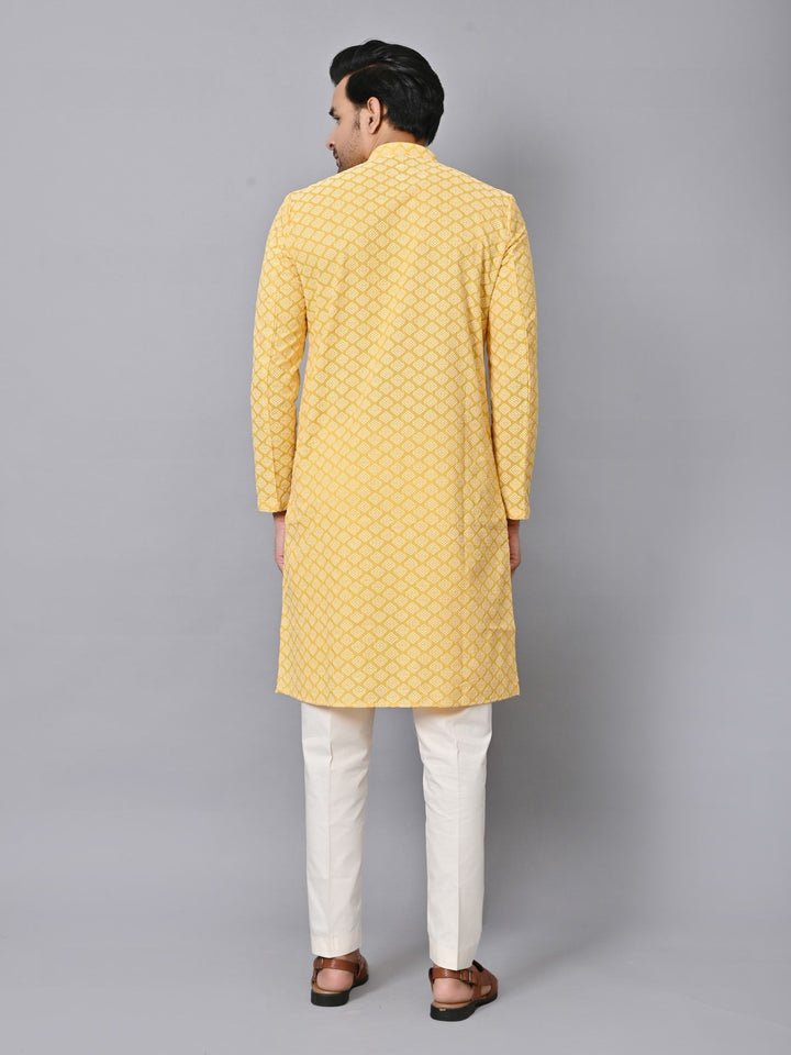 Chikan Mustard Kurta Set