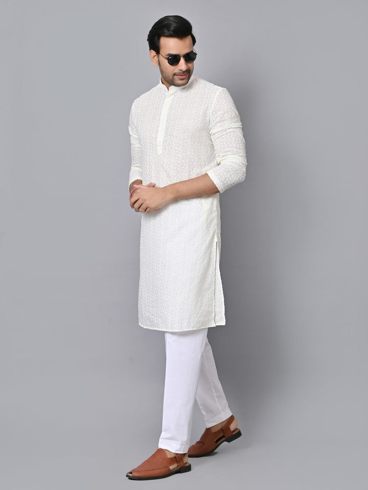 Chikan Cream Kurta Set