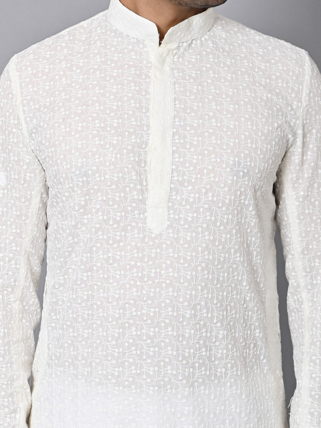 Chikan Cream Kurta Set