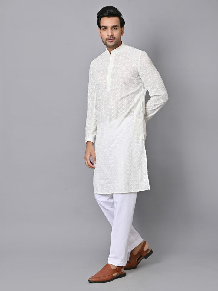 Chikan Cream Kurta Set