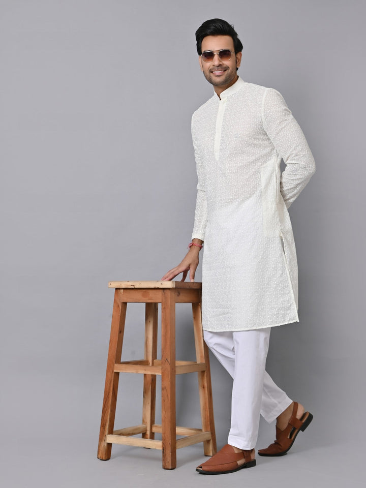 Chikan Cream Kurta Set
