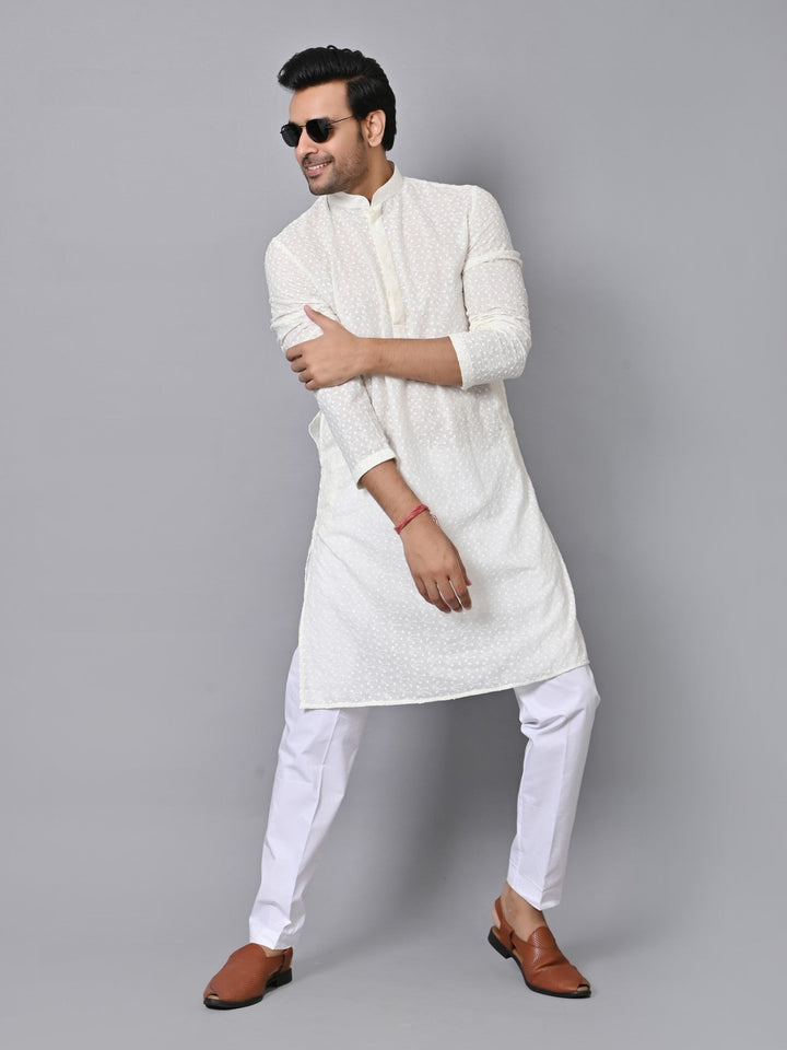 Chikan Cream Kurta Set