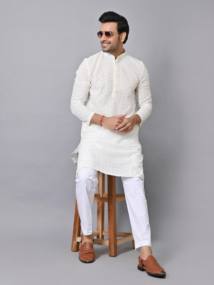 Chikan Cream Kurta Set