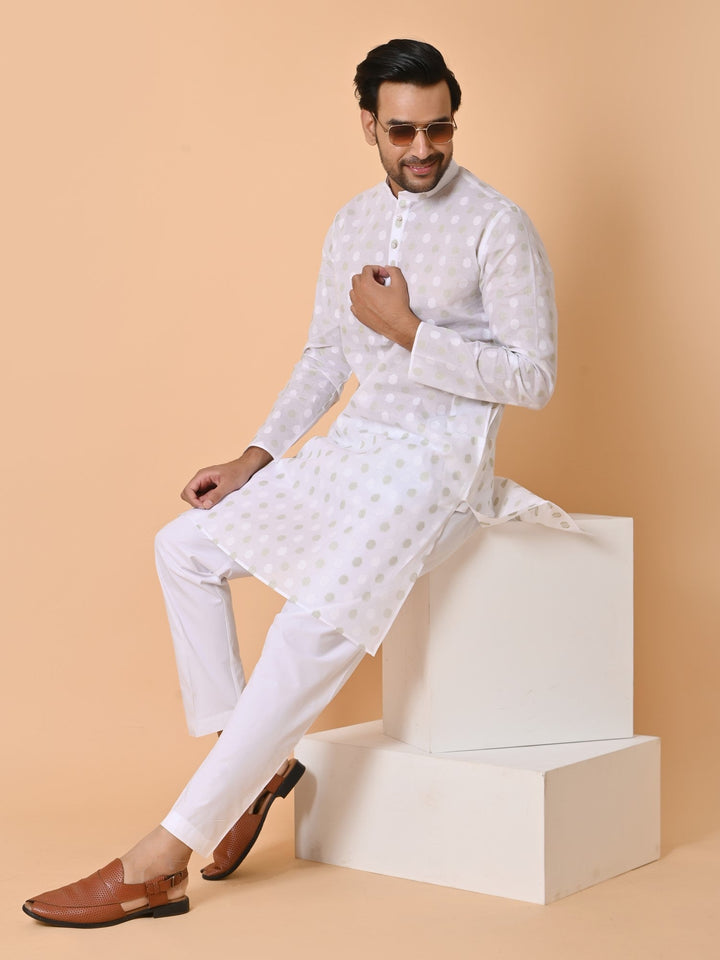 Geometric White Kurta Set