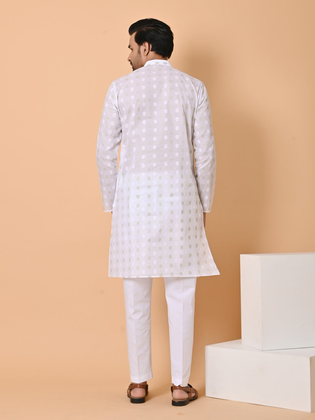 Geometric White Kurta Set