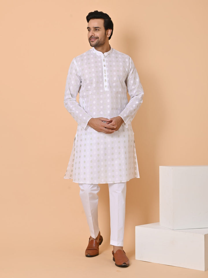 Geometric White Kurta Set