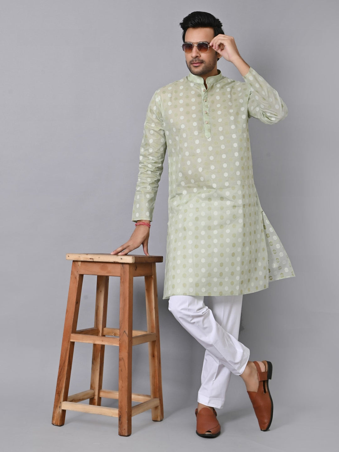 Geometric Green Kurta Set