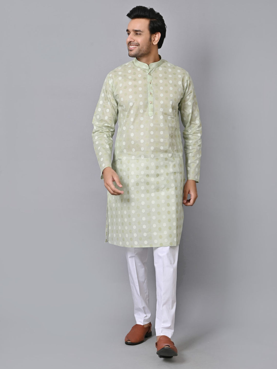 Geometric Green Kurta Set