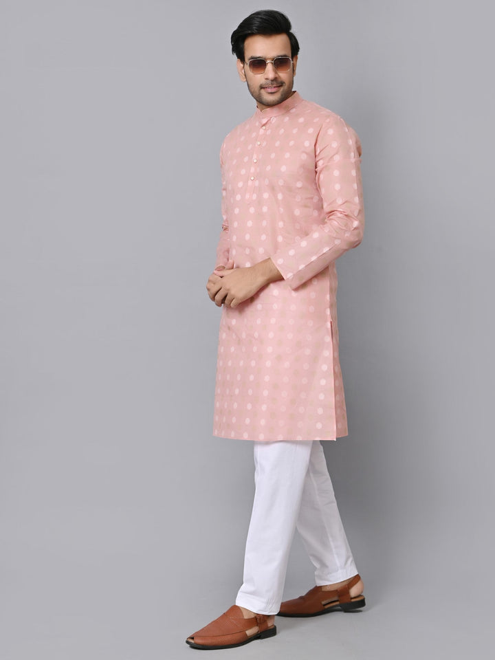 Geometric Peach Kurta Set