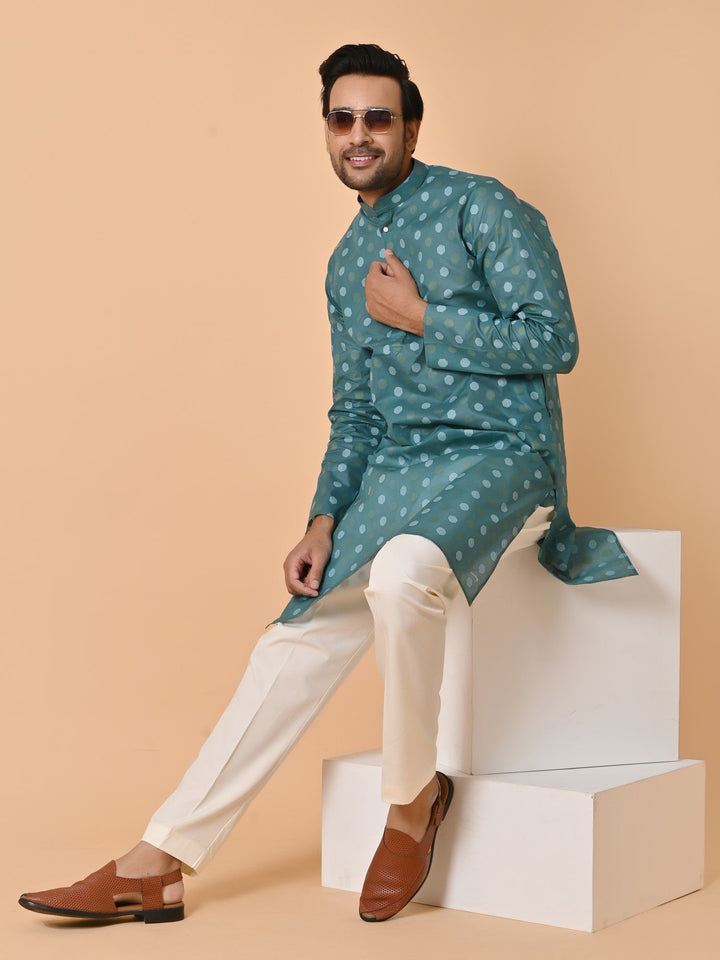 Geometric Green Kurta Set