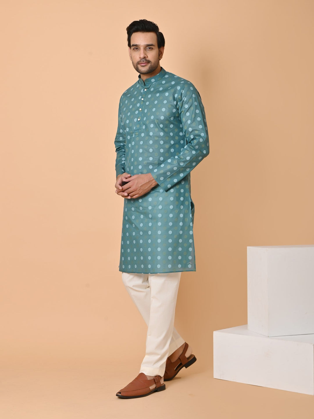 Geometric Green Kurta Set