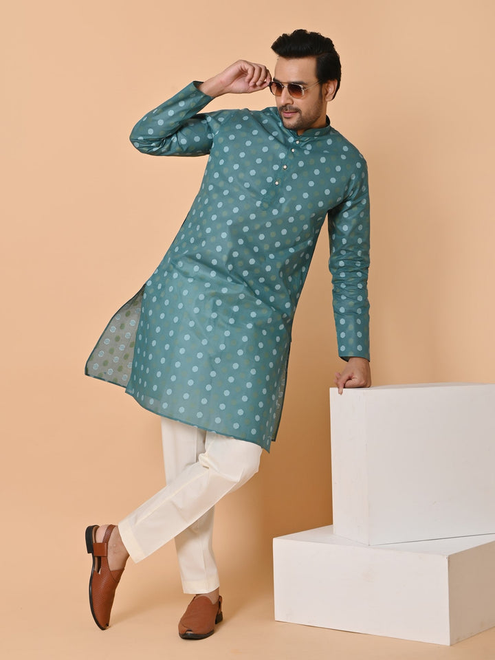 Geometric Green Kurta Set
