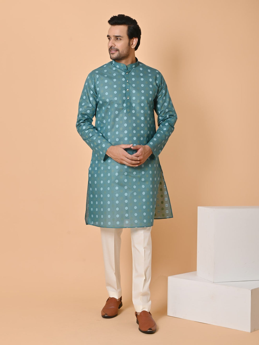 Geometric Green Kurta Set