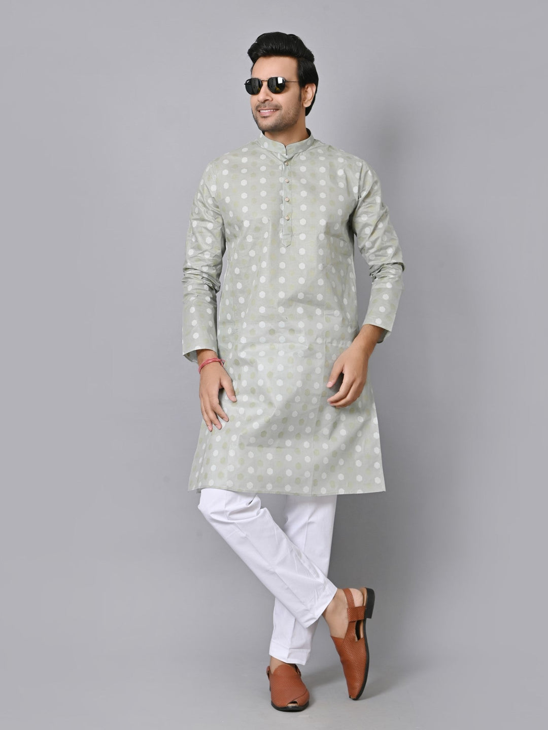Geometric Grey Kurta Set