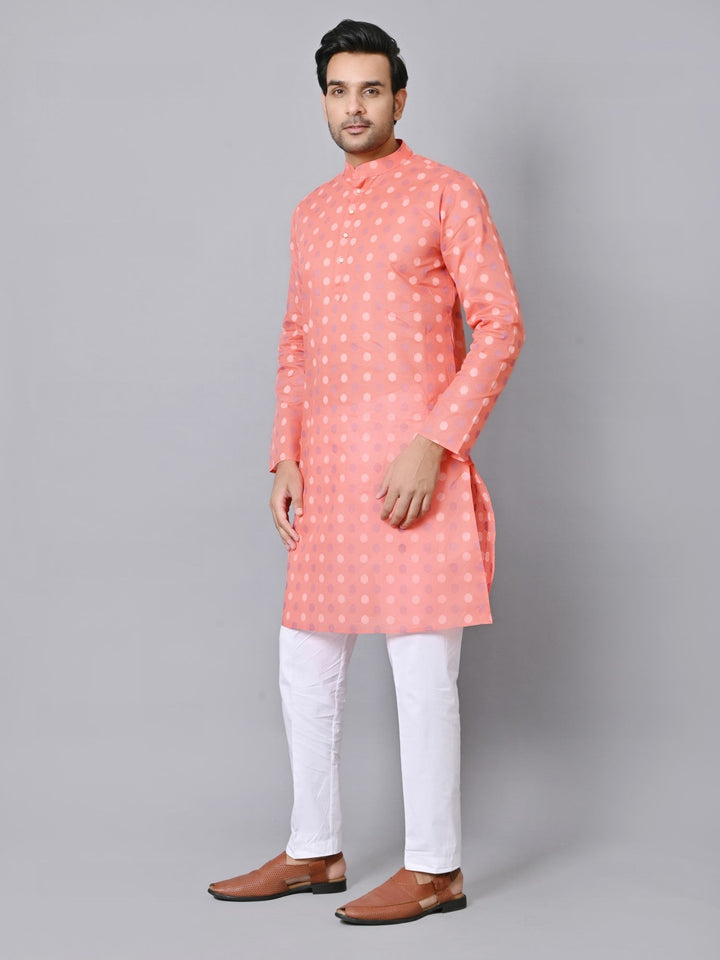 Geometric Peach Kurta Set