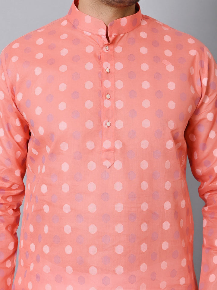 Geometric Peach Kurta Set