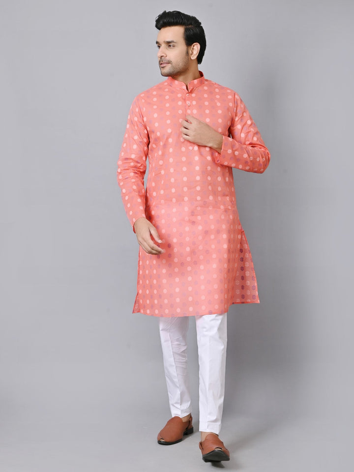 Geometric Peach Kurta Set