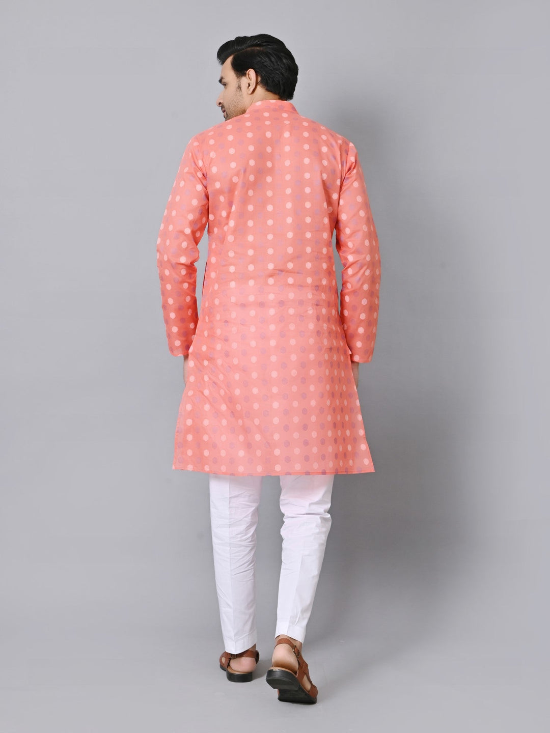 Geometric Peach Kurta Set