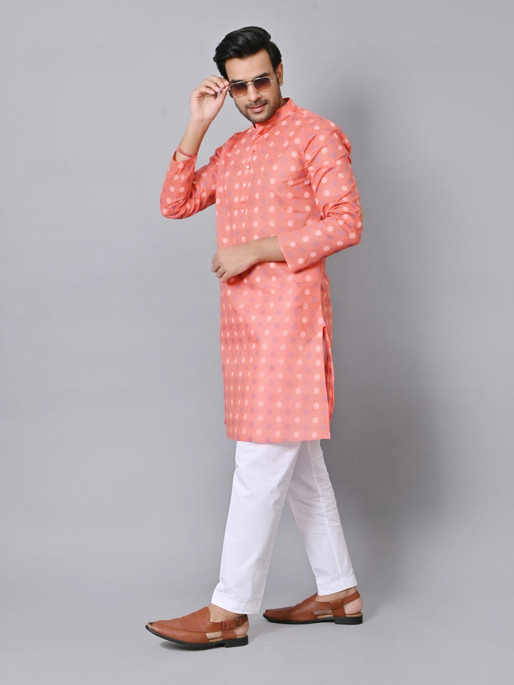 Geometric Peach Kurta Set