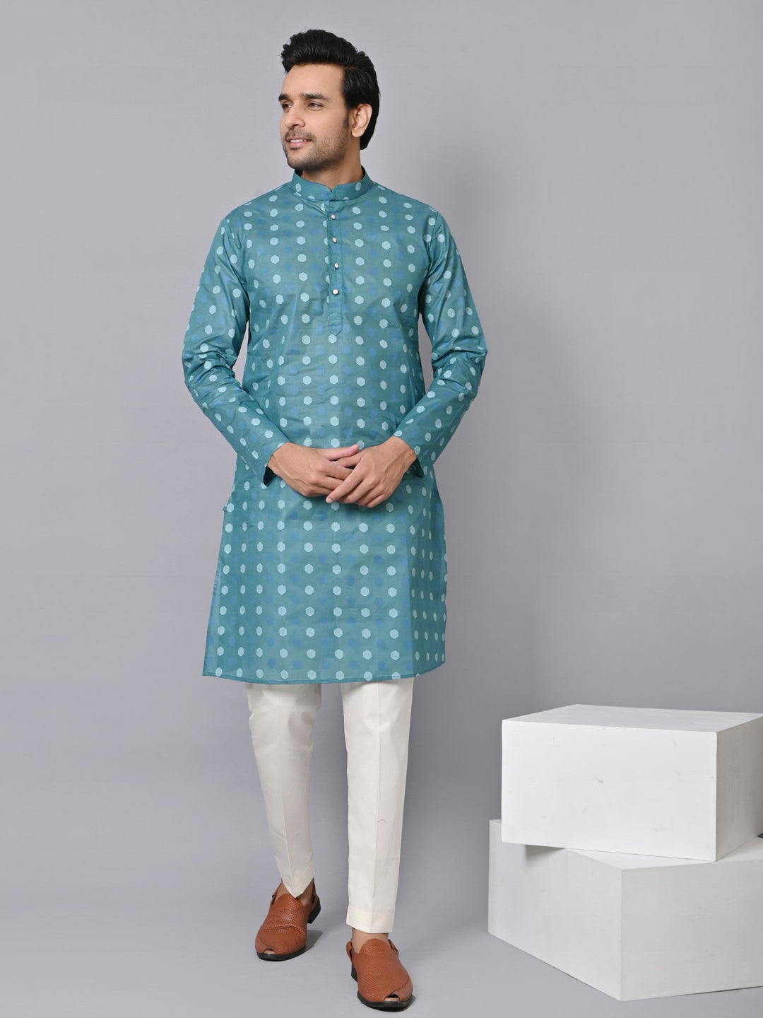 Geometric Green Kurta Set