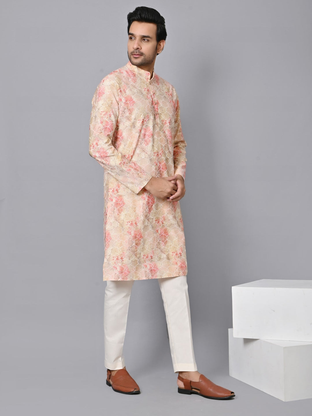 Textured Pink Kurta Set