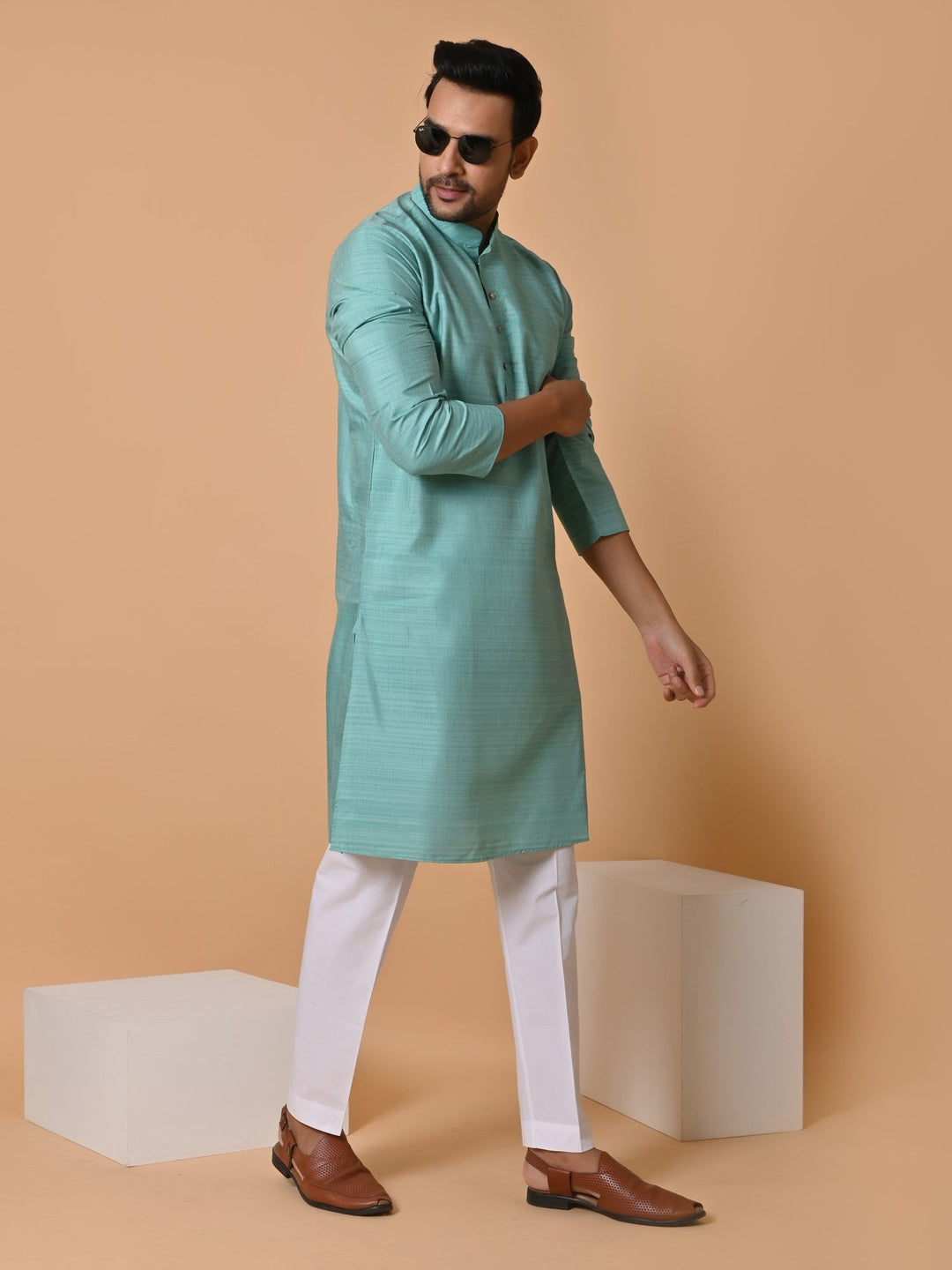 Solid Sea Green Kurta Set