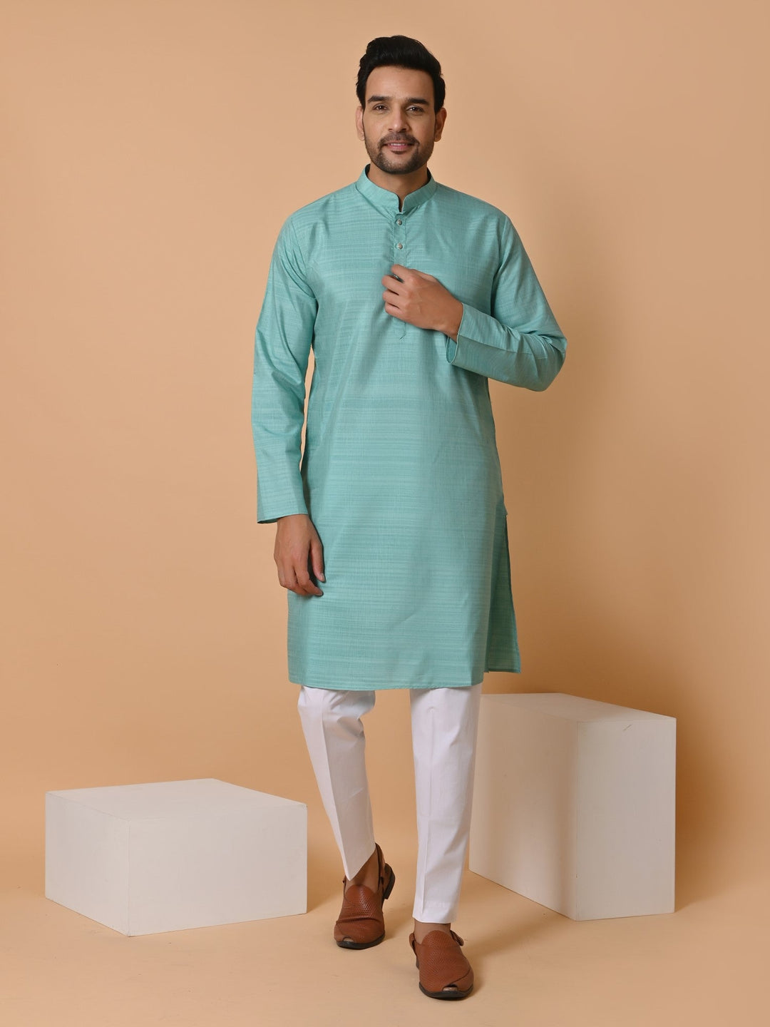 Solid Sea Green Kurta Set