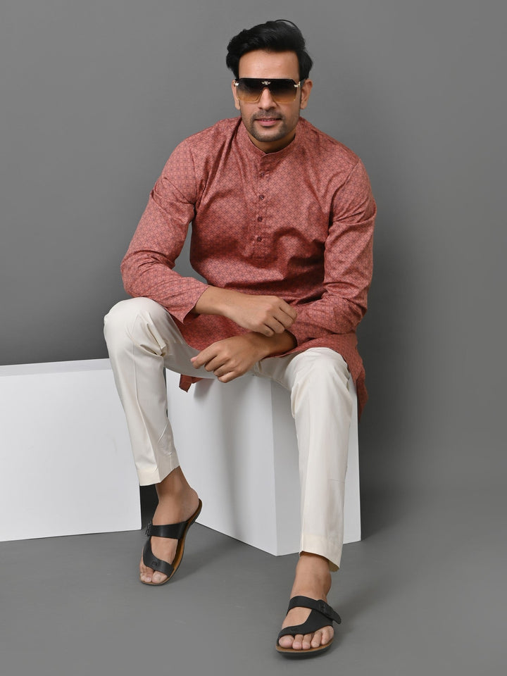 Checked Rust Kurta Set