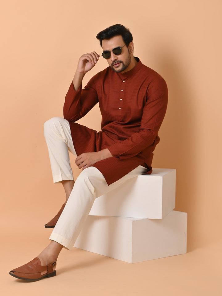 Striped Rust Kurta Set