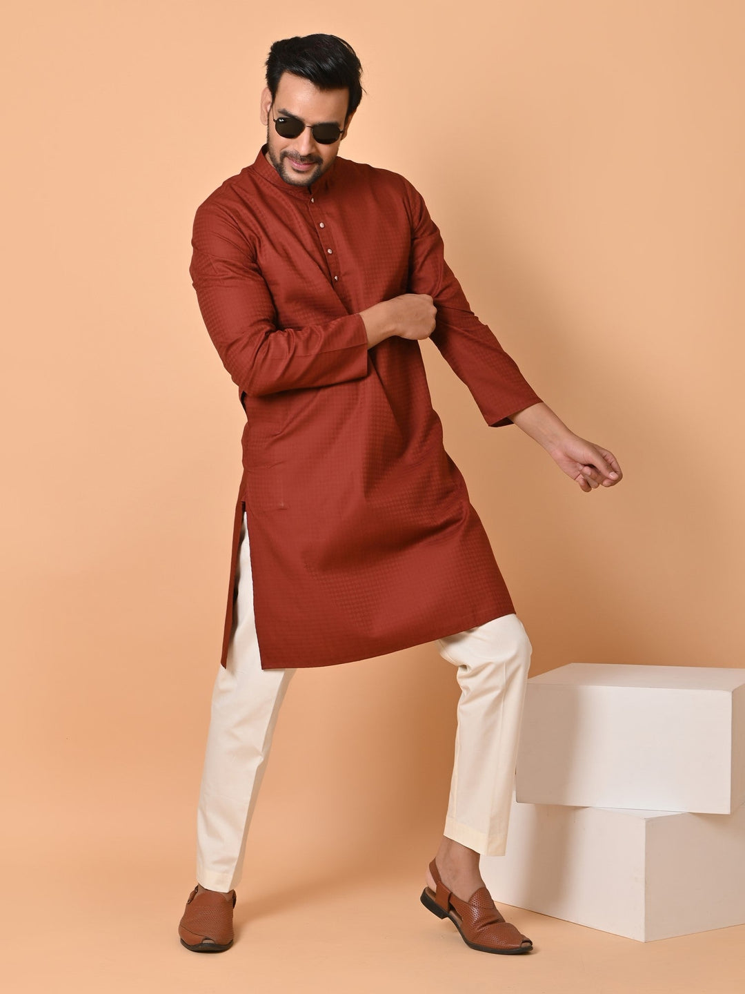 Striped Rust Kurta Set