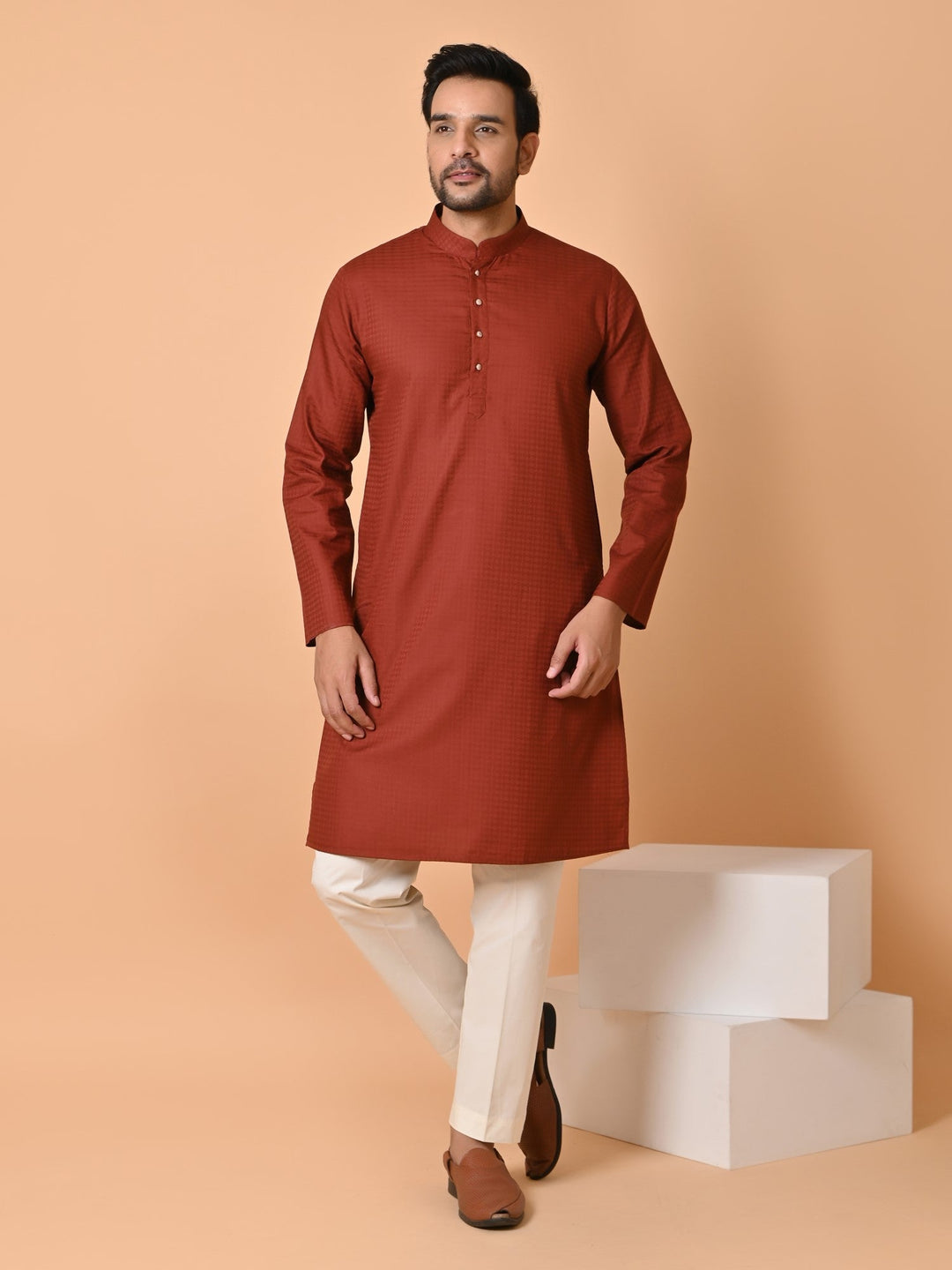 Striped Rust Kurta Set