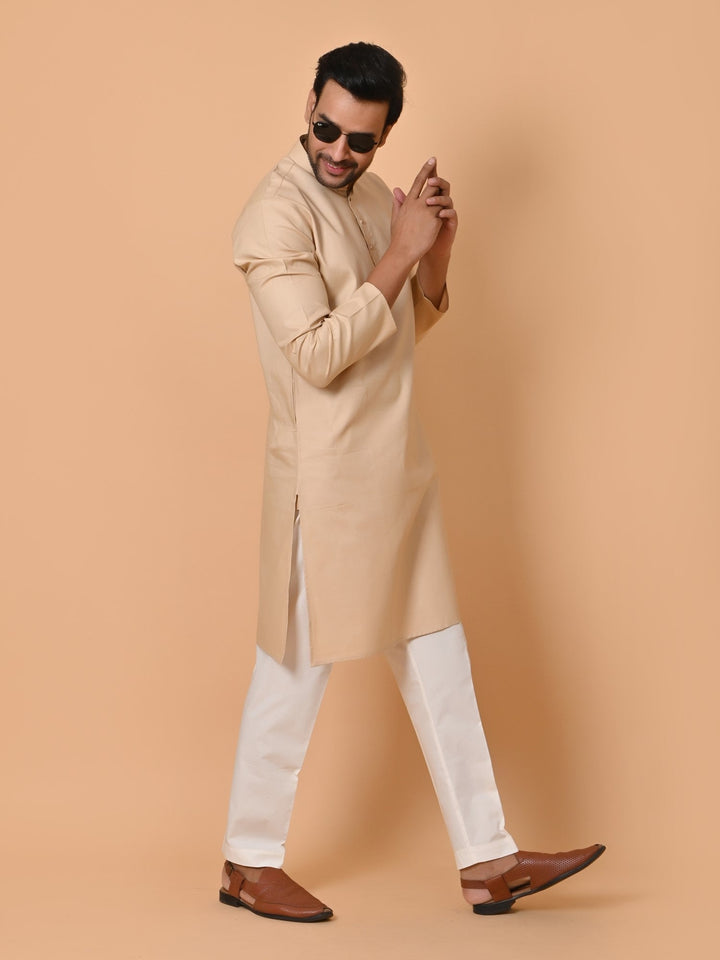 Solid Beige Kurta Set