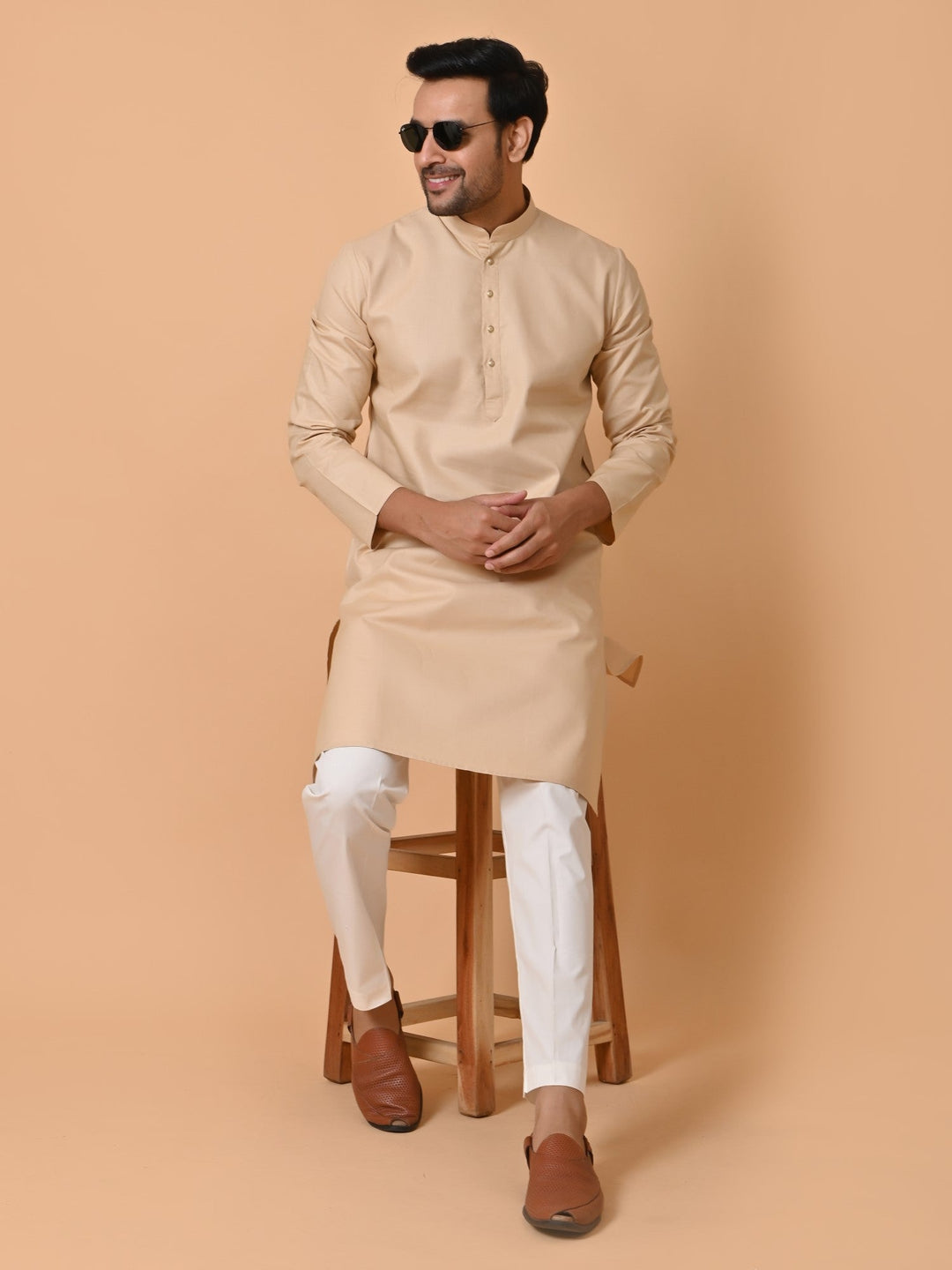 Solid Beige Kurta Set