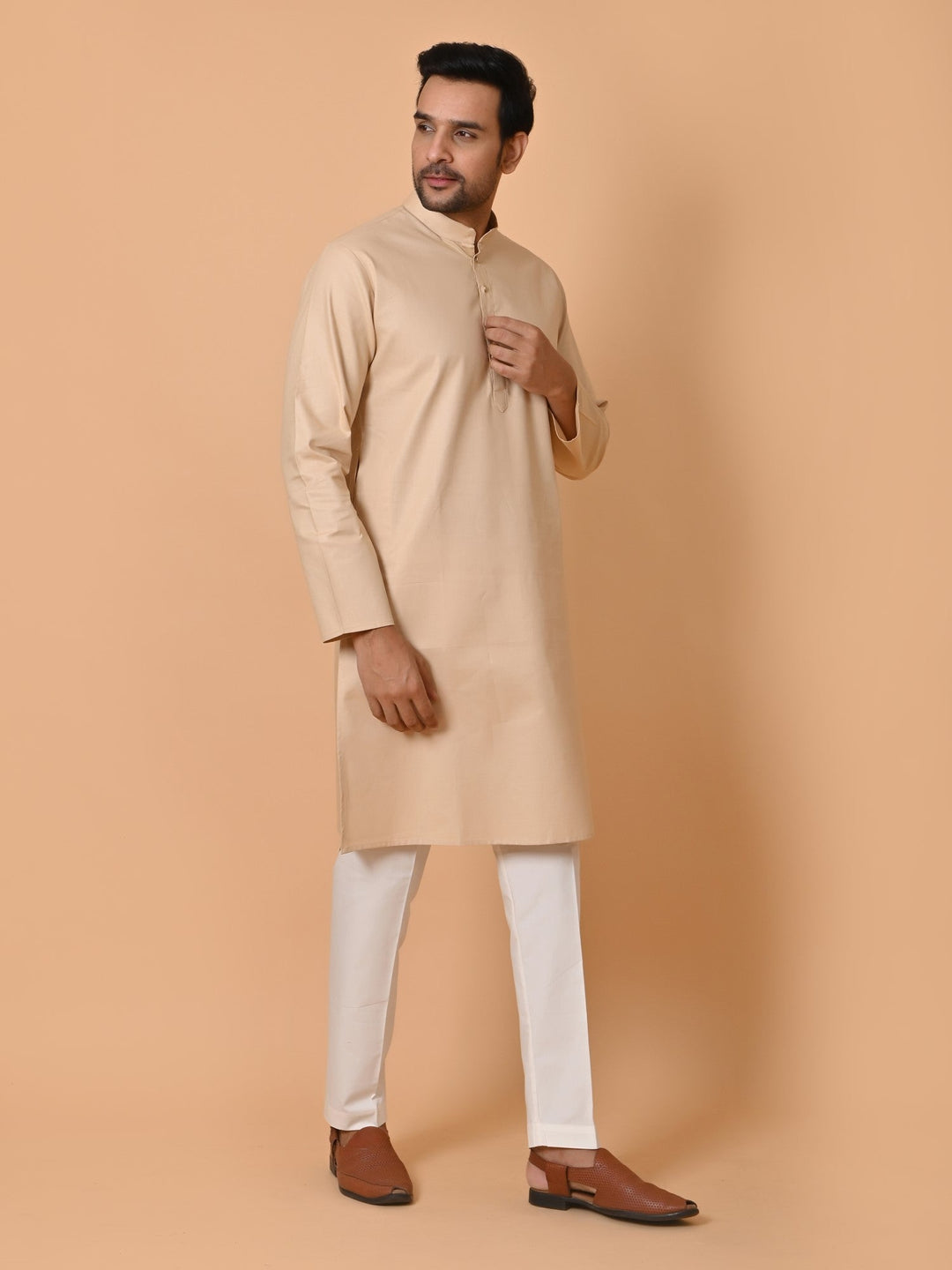 Solid Beige Kurta Set