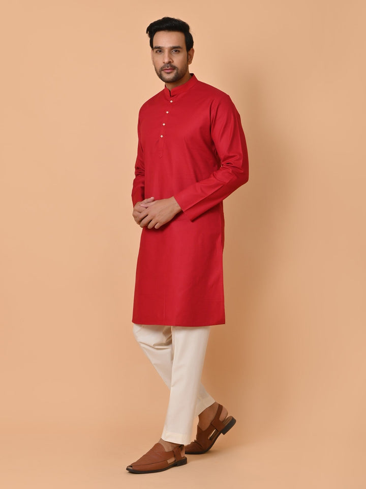 Solid Red Kurta Set