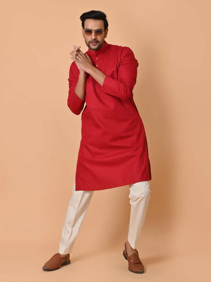 Solid Red Kurta Set